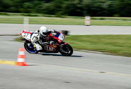 A person riding a motorcycle on a race track